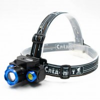 Фонарь налобный "СИБИРСКИЙ СЛЕДОПЫТ-Люкс", 1 LED + 2 COB, zoom, аккум. 220В, USB/120/