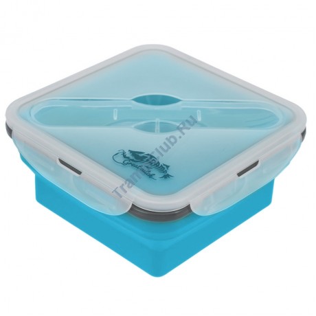 Контейнер силиконовый с ловилкой 1000 мл Tramp (аквамарин) - TRC-145 Контейнер силиконовый с ловилкой 1000 мл Tramp (аквамарин) - TRC-145