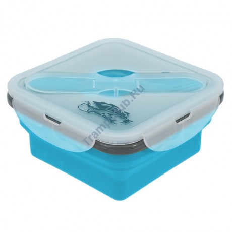 Контейнер силиконовый с ловилкой 400 мл Tramp (аквамарин) - TRC-144 Контейнер силиконовый с ловилкой 400 мл Tramp (аквамарин) - TRC-144